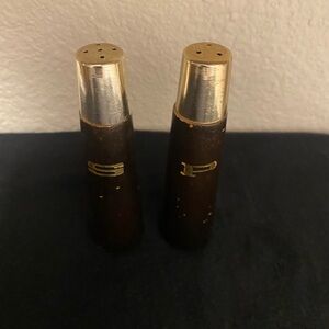Vintage Mid Century- Dark Brown & Silver Salt and Pepper Shakers